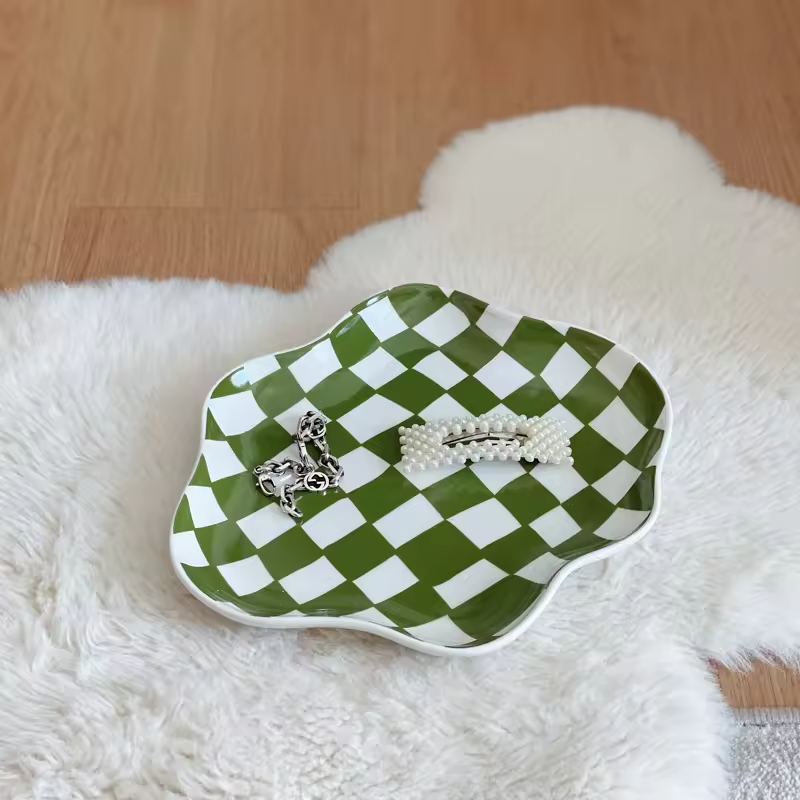 MAXIMA | Retro Checkerboard Ceramic Accent Plate