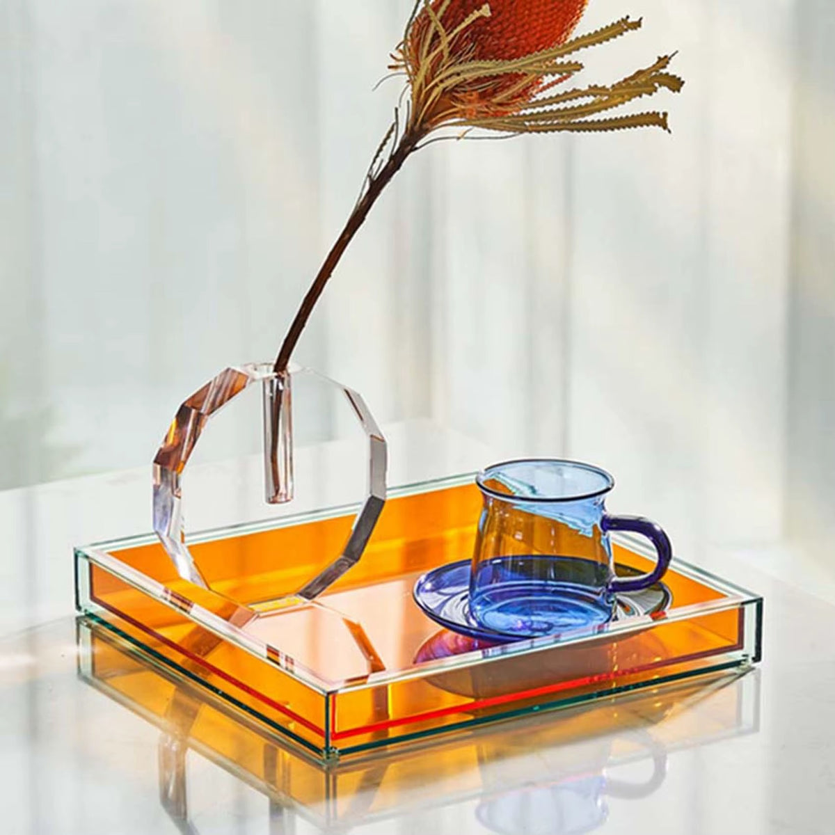 Colorful Acrylic Serving Tray Square Decorative Home Storage Tray
