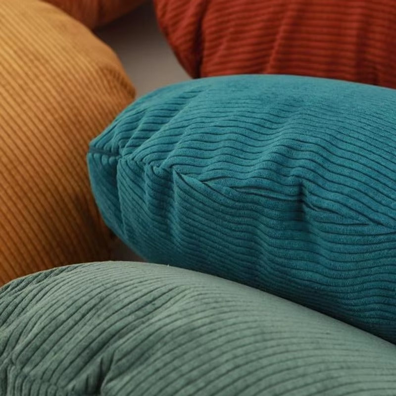 Round Corduroy Pillow Cover Striped Nordic Decorative Cushion Case