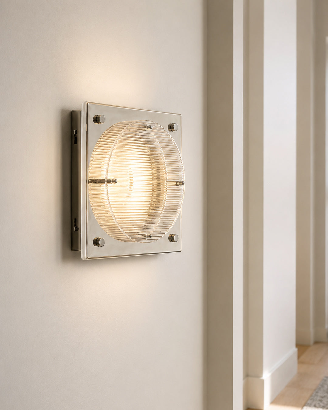 bauhaus grid wall sconce back view showing mounting plate