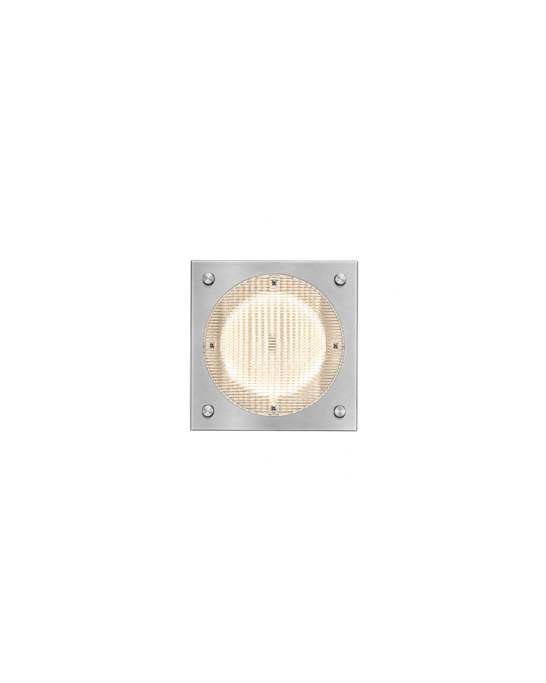 bauhaus square porthole wall sconce in stainless steel and acrylic - front view product photo