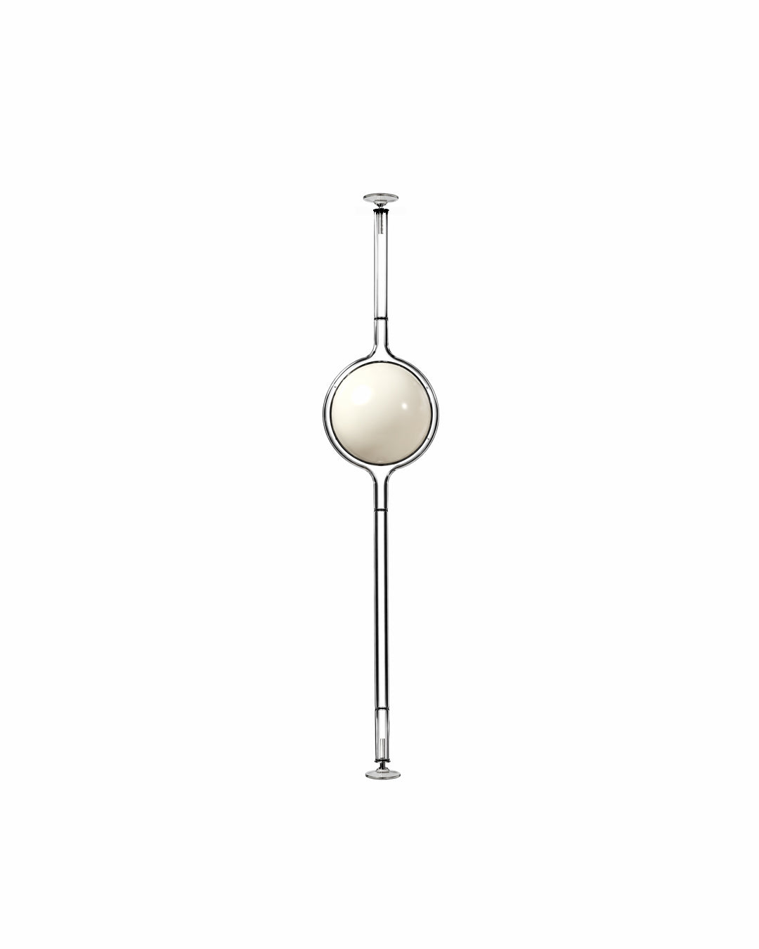 Single globe tension pole floor lamp, front view