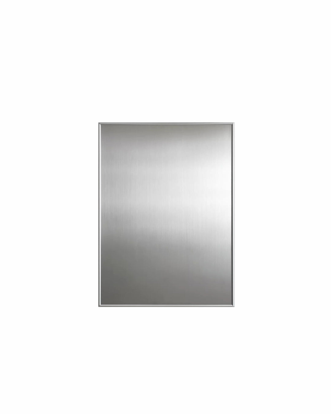 Silver frame magnetic steel display board, front view