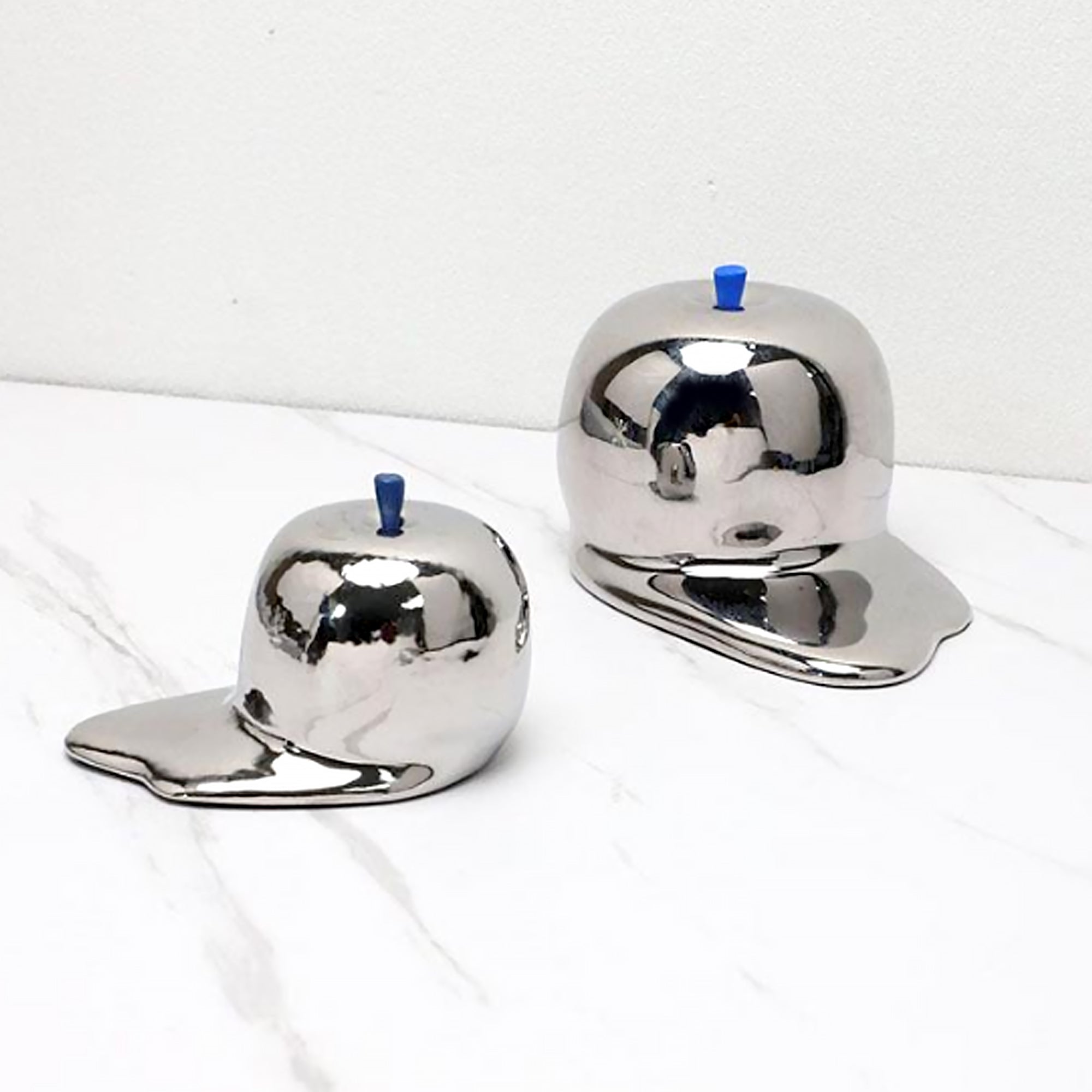Melted Chrome Apple Sculpture - Glossy Resin Decor