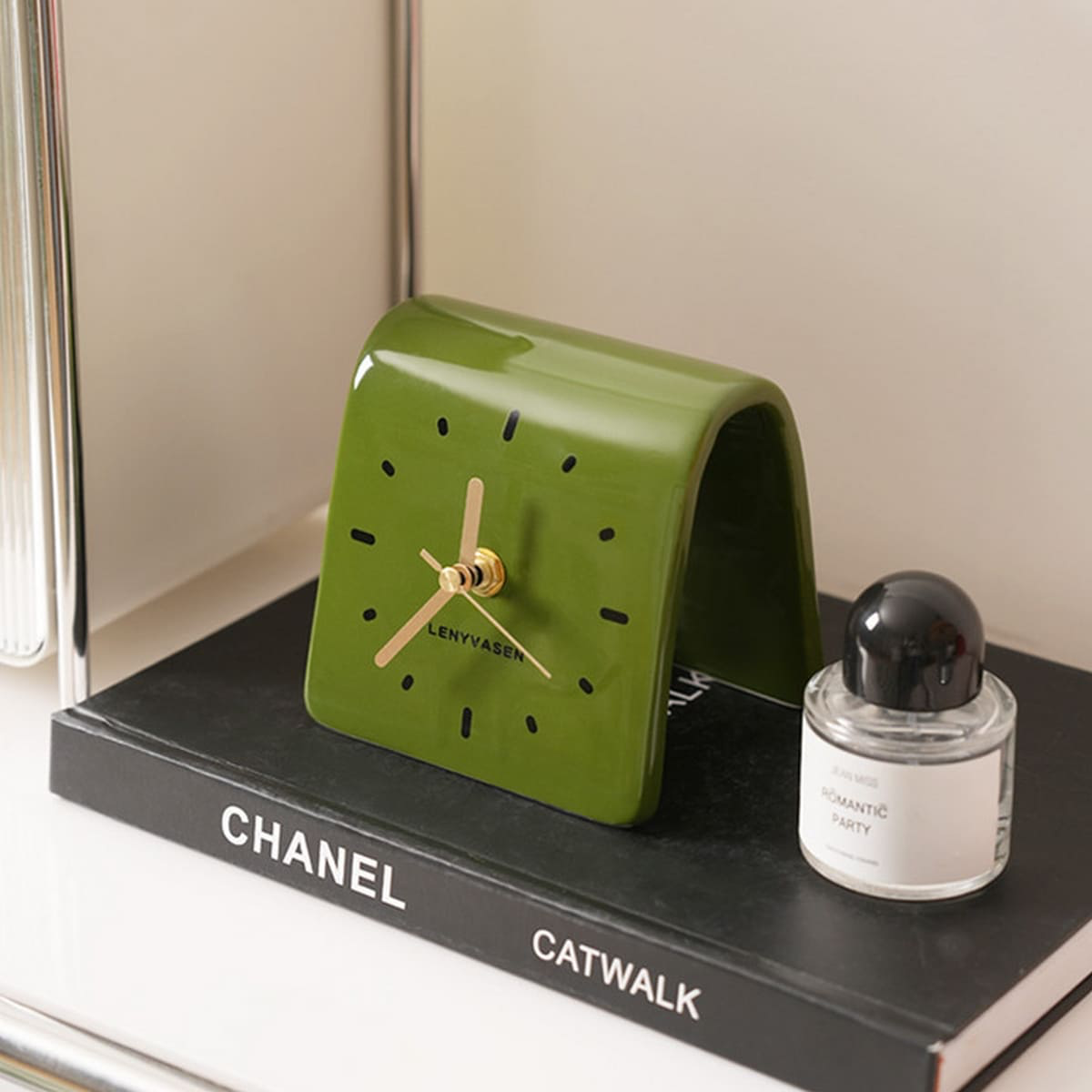 modern minimalist table clock purple glossy