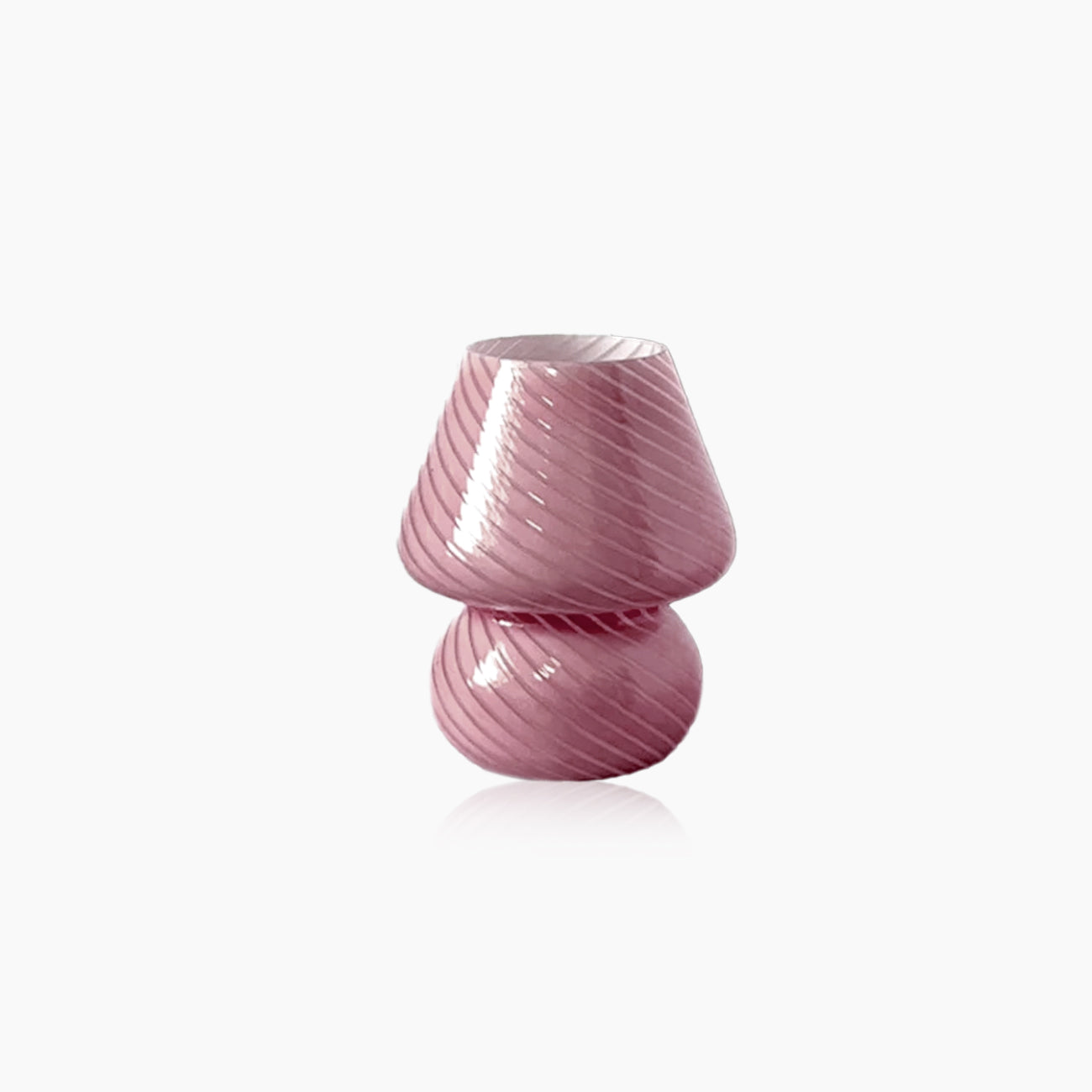 Glass Mushroom Lamp - Striped Table Light With Knob Switch