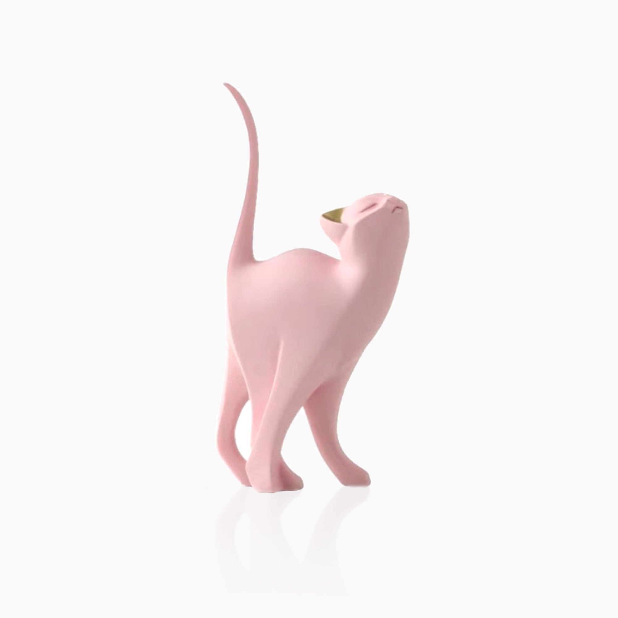Pink Cat Sculpture - Resin Cat Figurine Decor