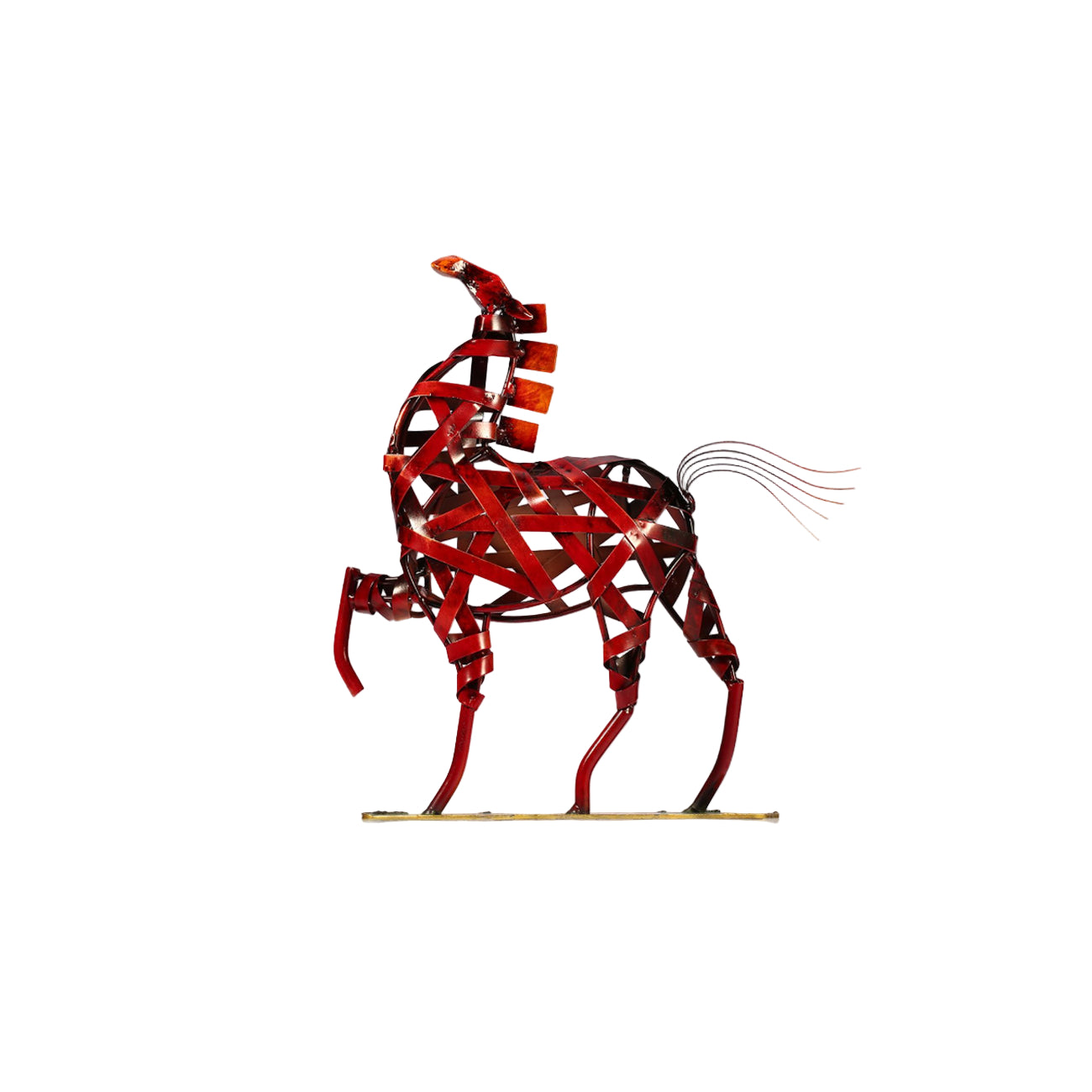Iron Horse Statue – Braided Metal Sculpture Decor