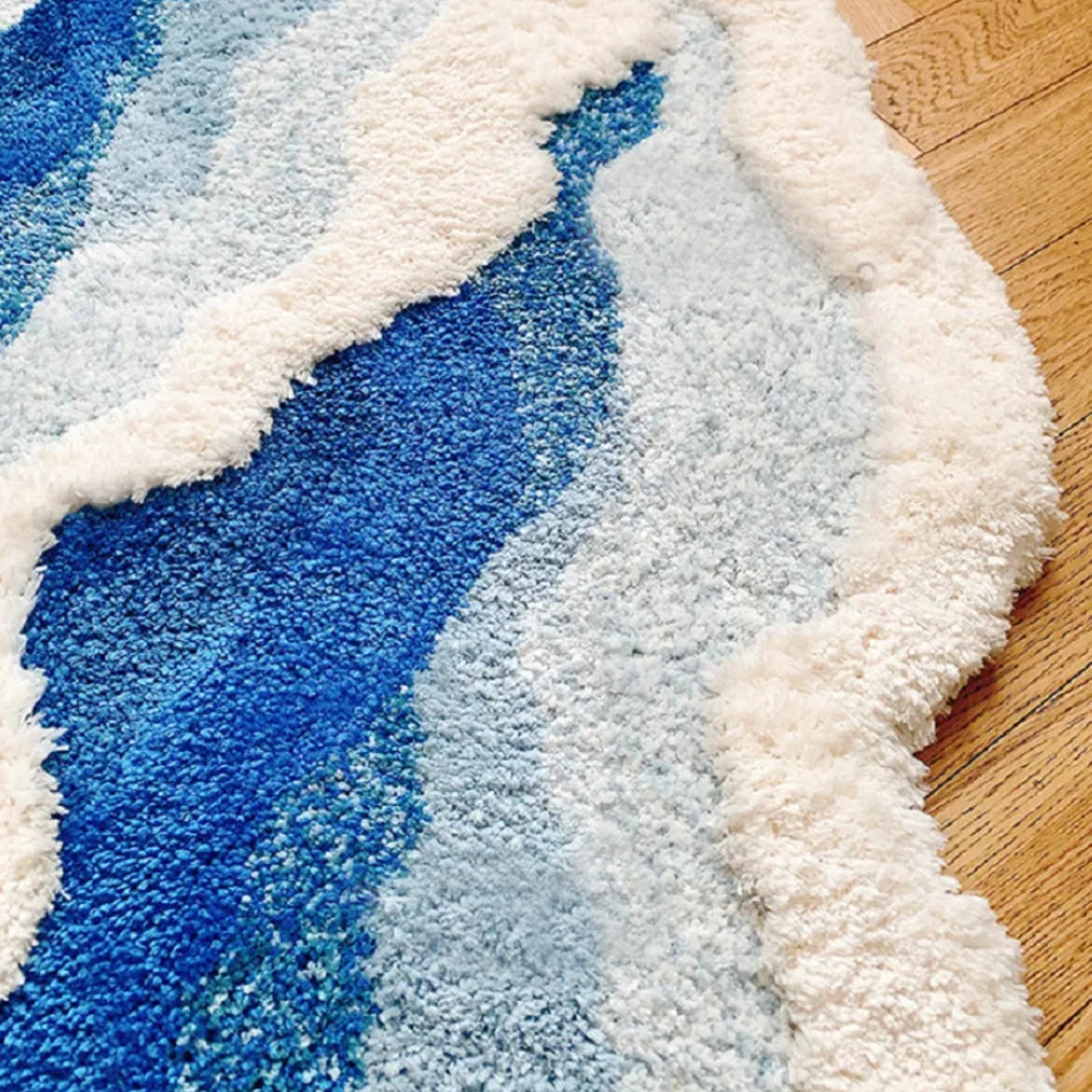 Japanese Tufted Rug - Blue Sea Wave Design Mat