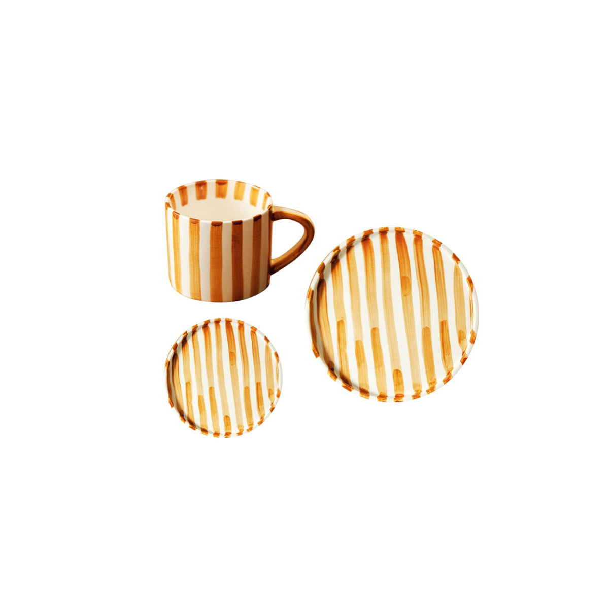 Ceramic Striped Plate – Brush Touch Art Design