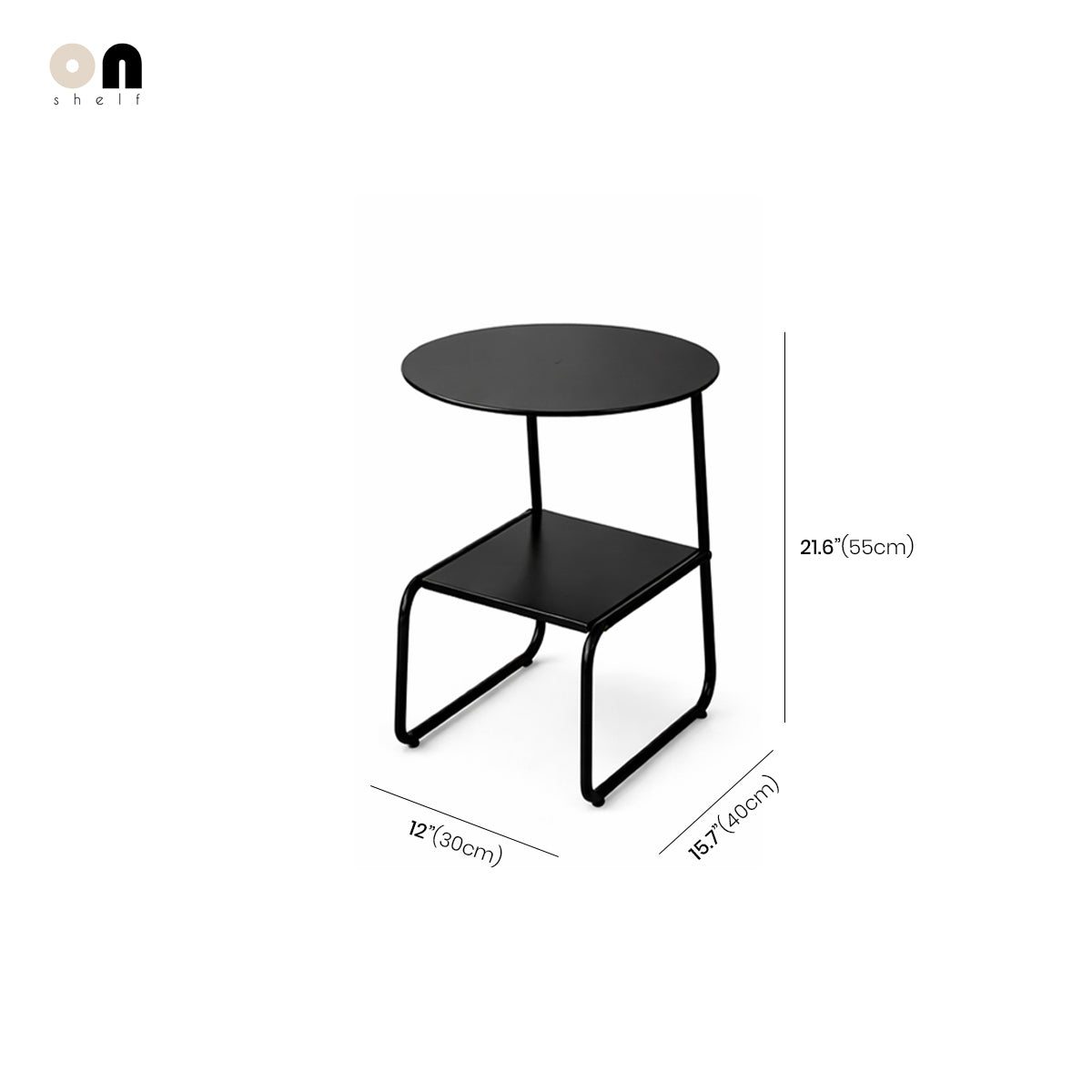 Midcentury Side Table - Metal Shelf Two Tier Compact Storage