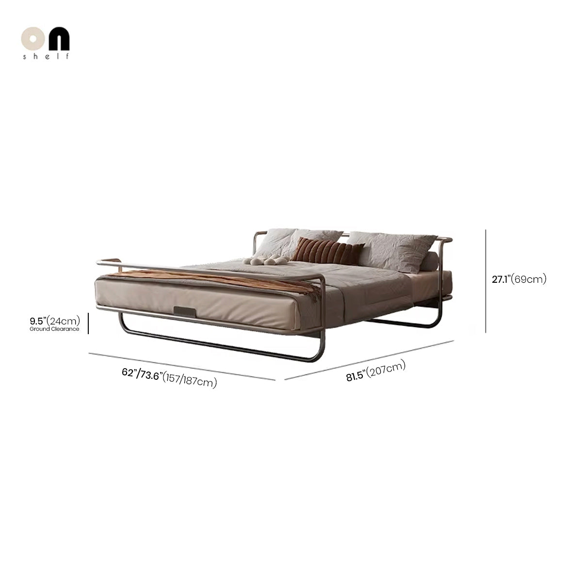 Industrial Bed Frame - Stainless Steel Metal Queen Size