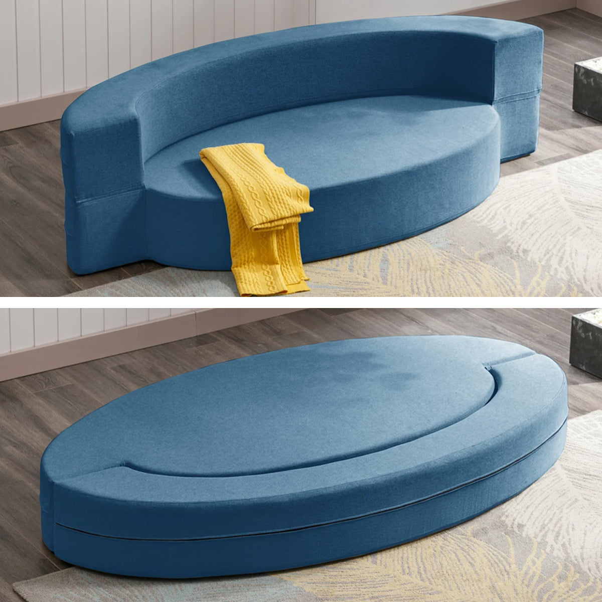 Foldable Lounge Sofa – Linen Foam Oval Seating