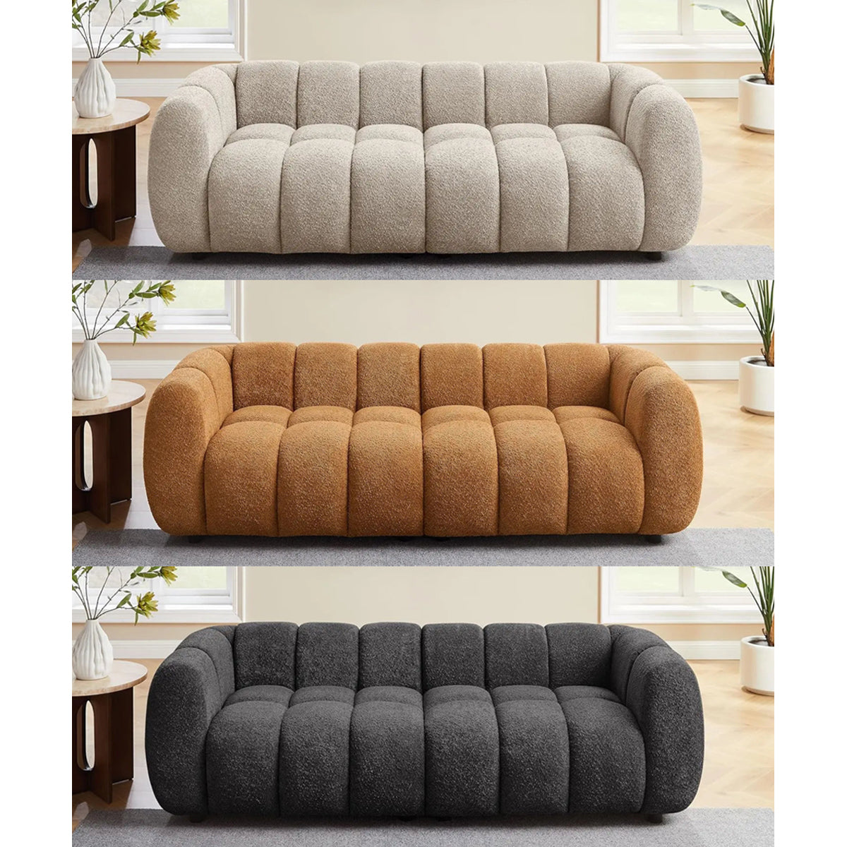 Bouclé Cloud Sofa - Upholstered Tufted Lounge Couch