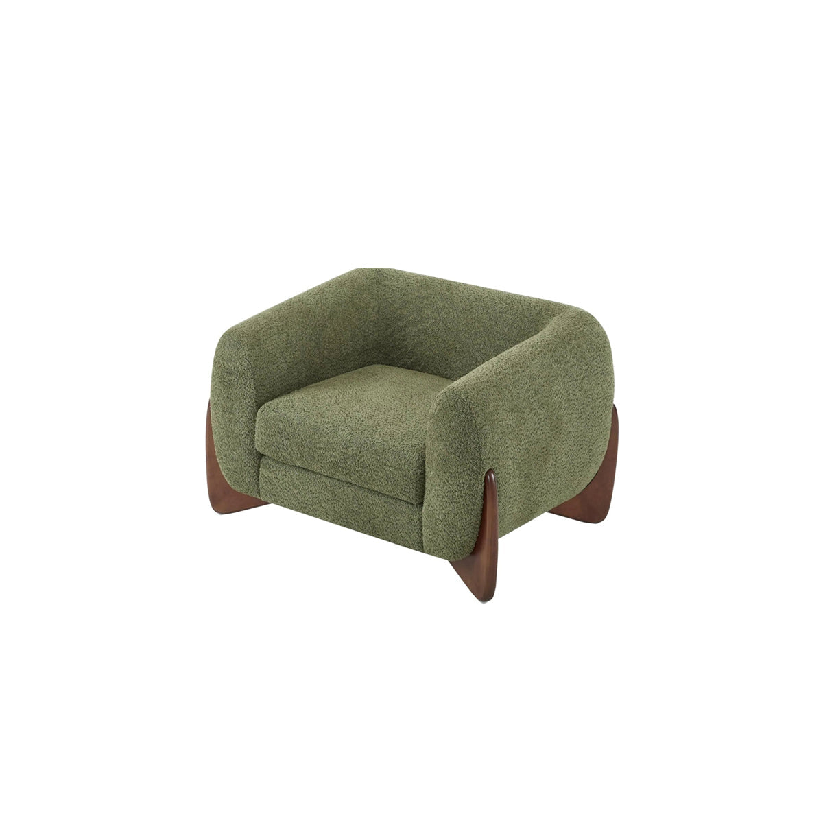 Boucle Lounge Chair - Soft Cushioned Seat, Solid Wood Frame