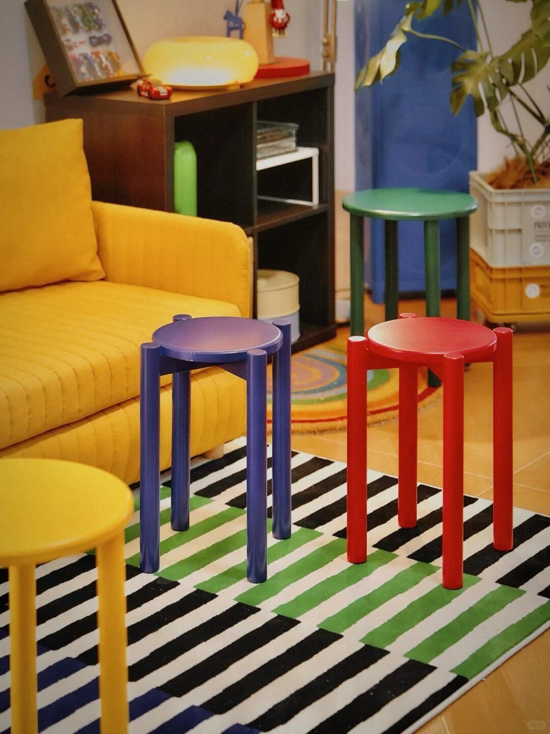 space saving wooden stool set for small living spaces