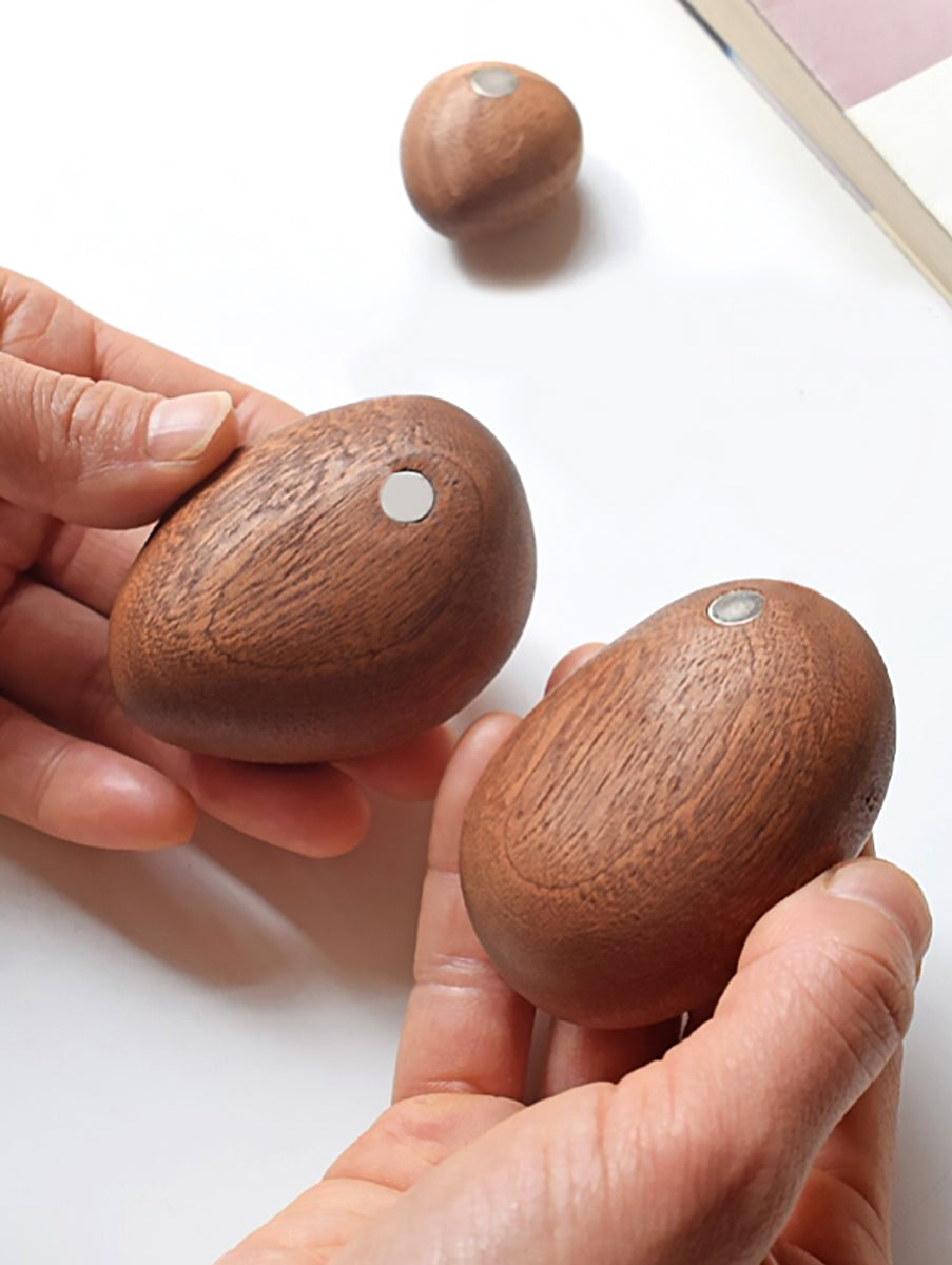 Magnetic Balance Stone Solid Wood Sculpture - Modern Home Decor