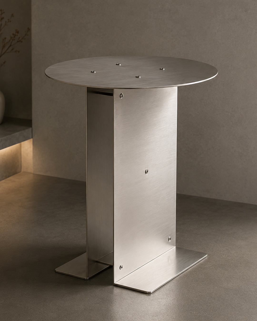 cantilever accent table shown styled beside a sofa