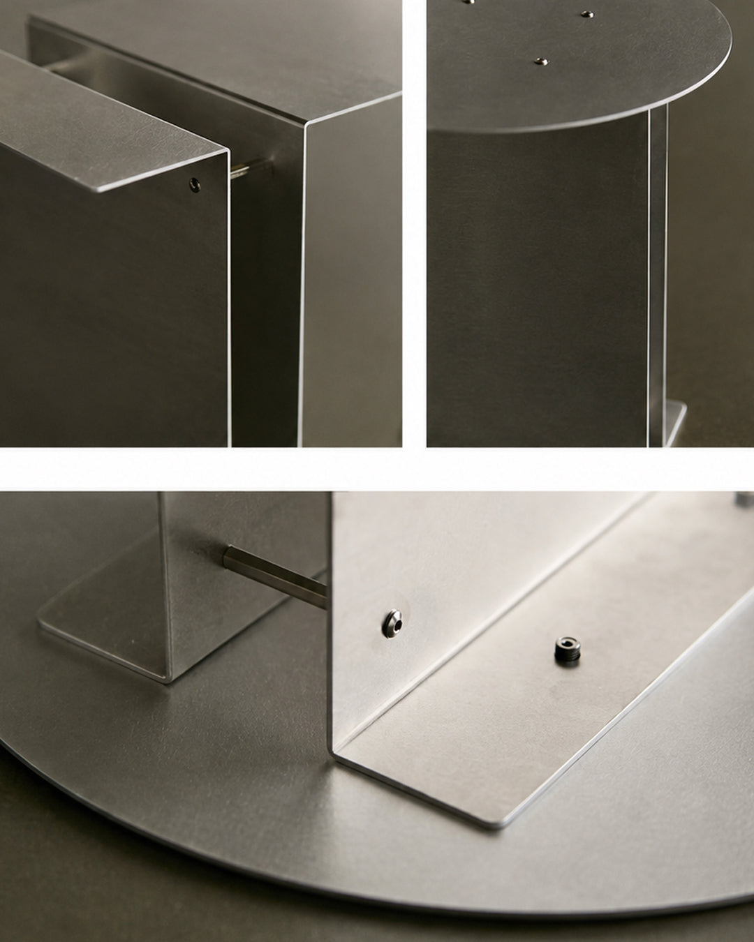 cantilever steel table top view photo showing round top