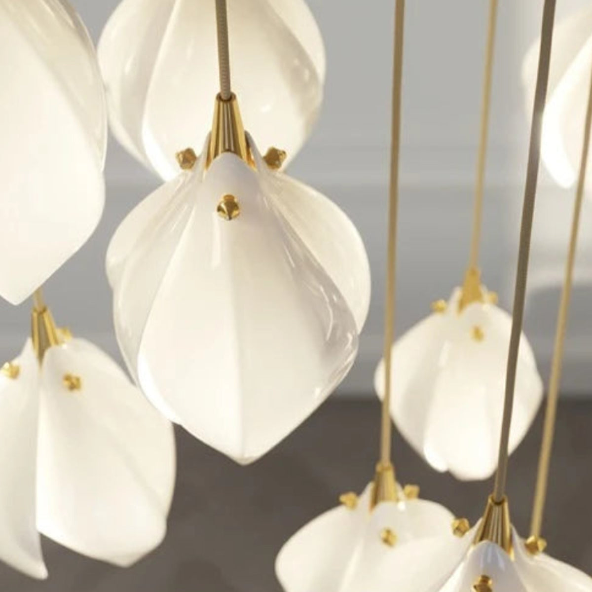 White Magnolia Chandelier | Elegant Ceramic Jade Fixture