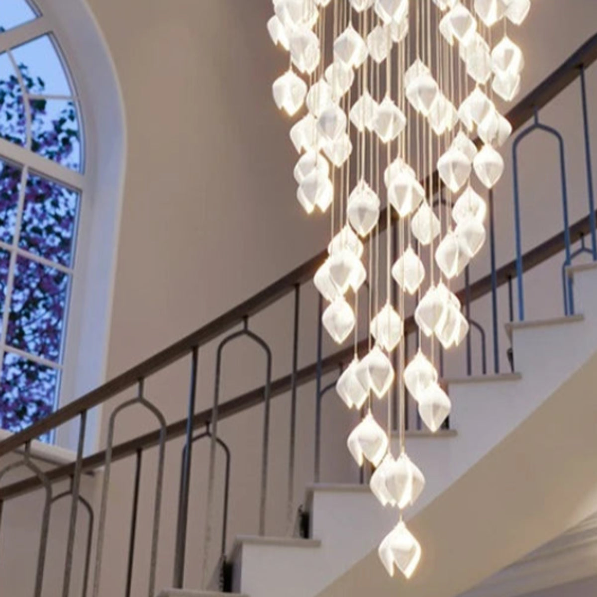 White Magnolia Chandelier | Elegant Ceramic Jade Fixture