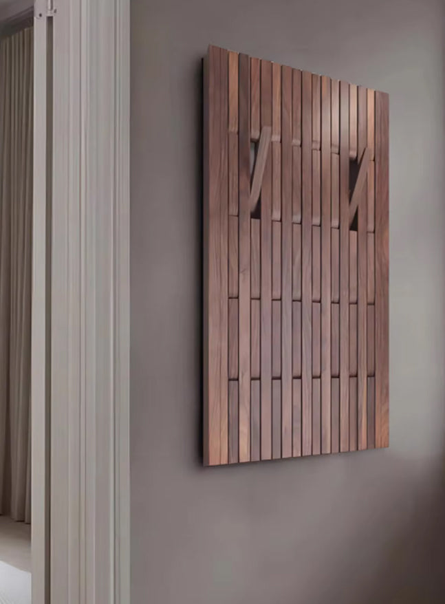 Pine Wood Wall Panel with Hook - Elegant Japanese Design