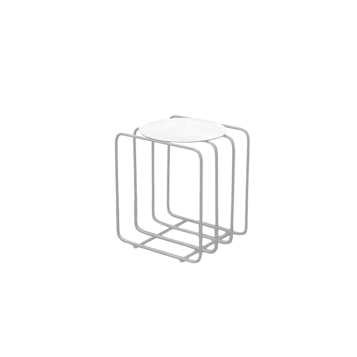 Round Metal Side Table – Wire Frame Rack, Modern Minimalist Accent