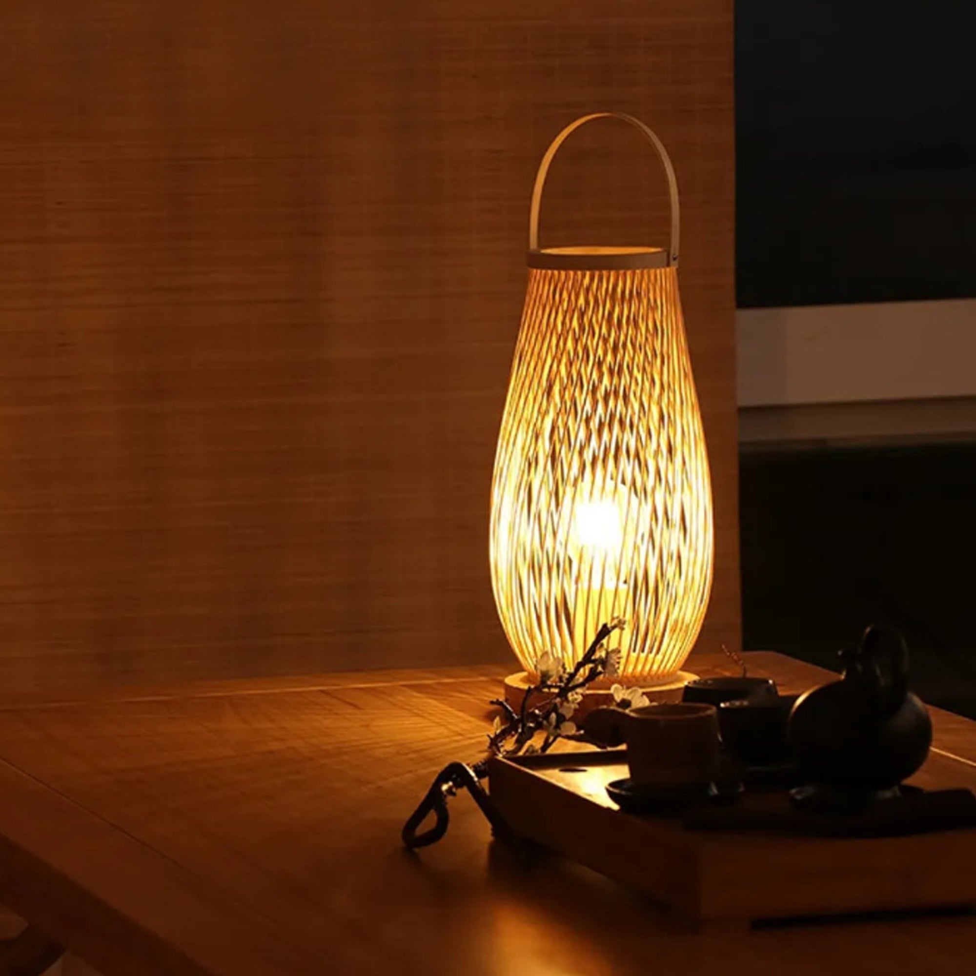 Vintage Bamboo Table Lamp – Durable Wood & Wicker Decor
