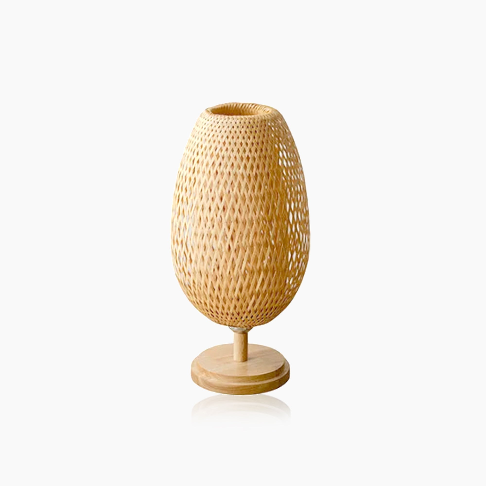 Vintage Wicker Table Lamp - Handcrafted Bamboo Lighting