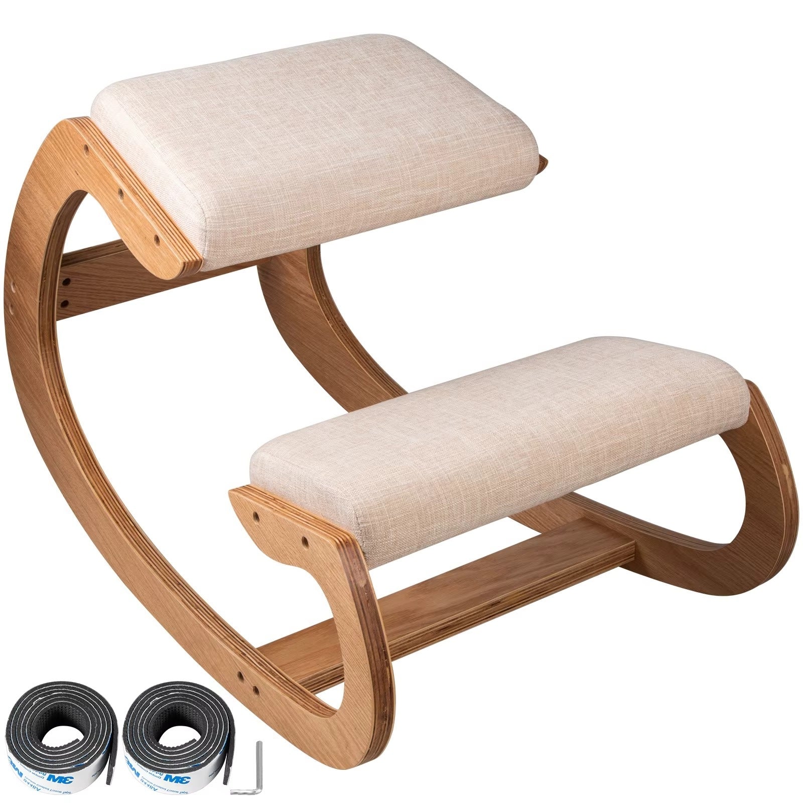 wooden ergonomic kneeling chair with rocking base