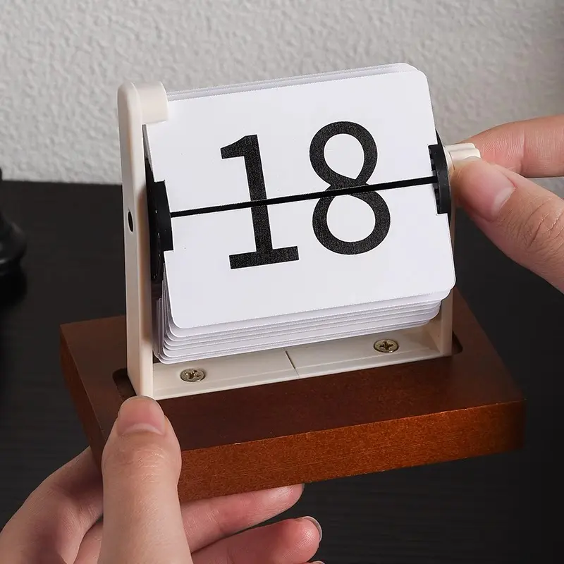 wooden flip calendar vintage style for office desk