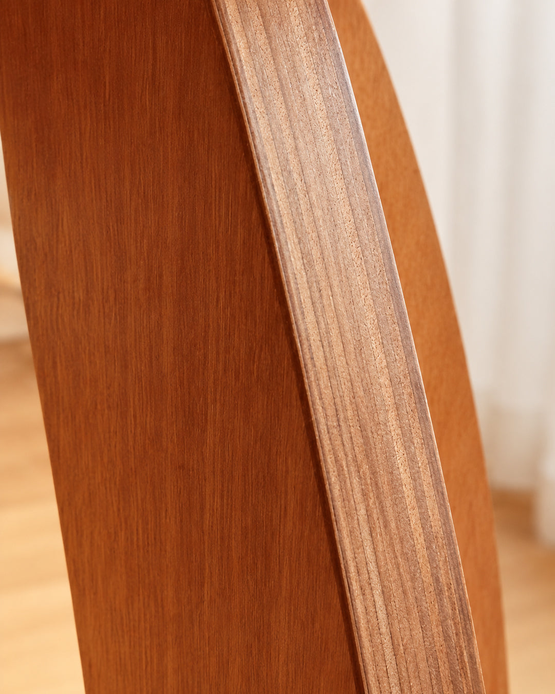 arched three-leg side table top view photo showing full round tabletop