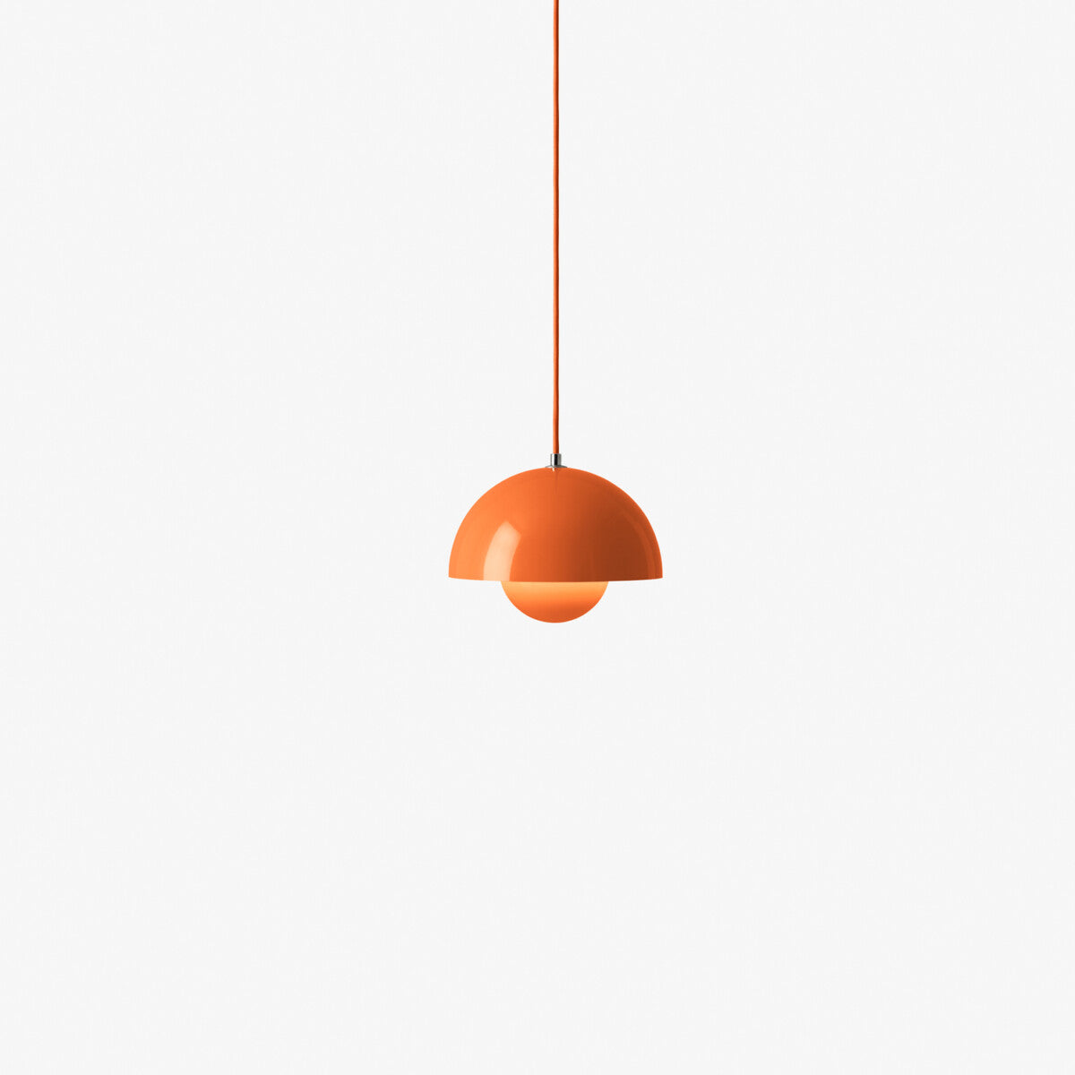 Flowerpot VP1 table lamp by Verner Panton for &Tradition, orange dome shade
