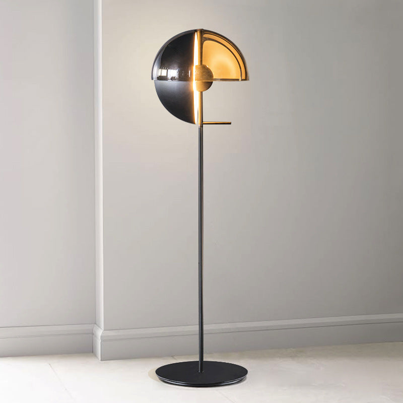 Glass Floor Lamp | Contemporary Half Dome Living Room Light