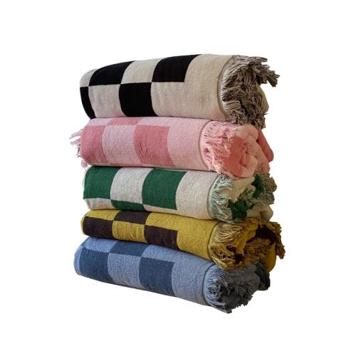 Plaid Throw Blanket – Retro Cotton 55x55 Inch Cozy Throw