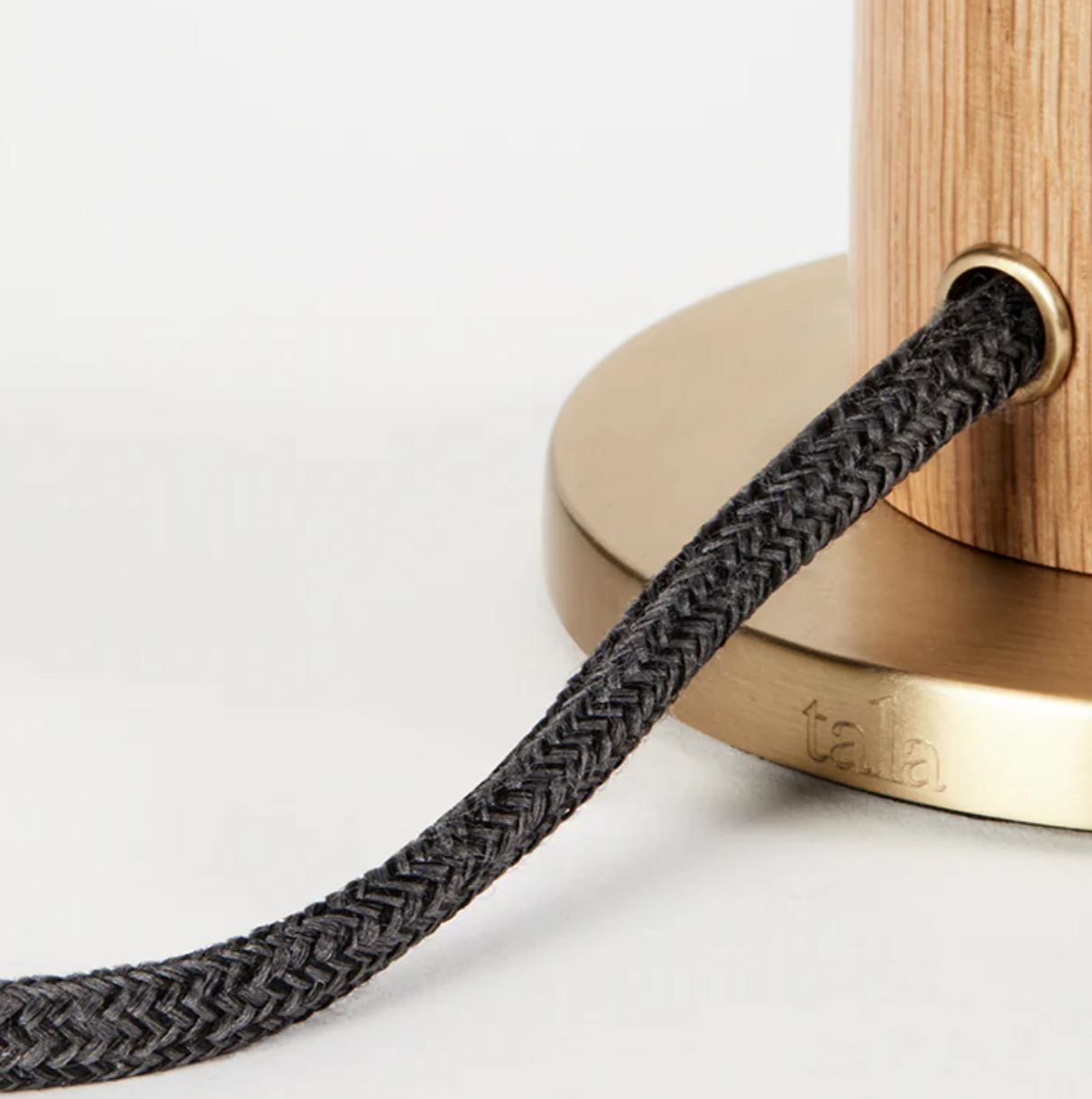 Tala Table Lamp – Wood Base, Brass Finish, Dimmable LED Sphere Bulb