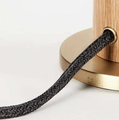 Tala Table Lamp – Wood Base, Brass Finish, Dimmable LED Sphere Bulb