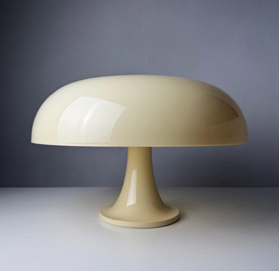Mushroom Table Lamp – Wide Cream Pink Soft Glow Fixture