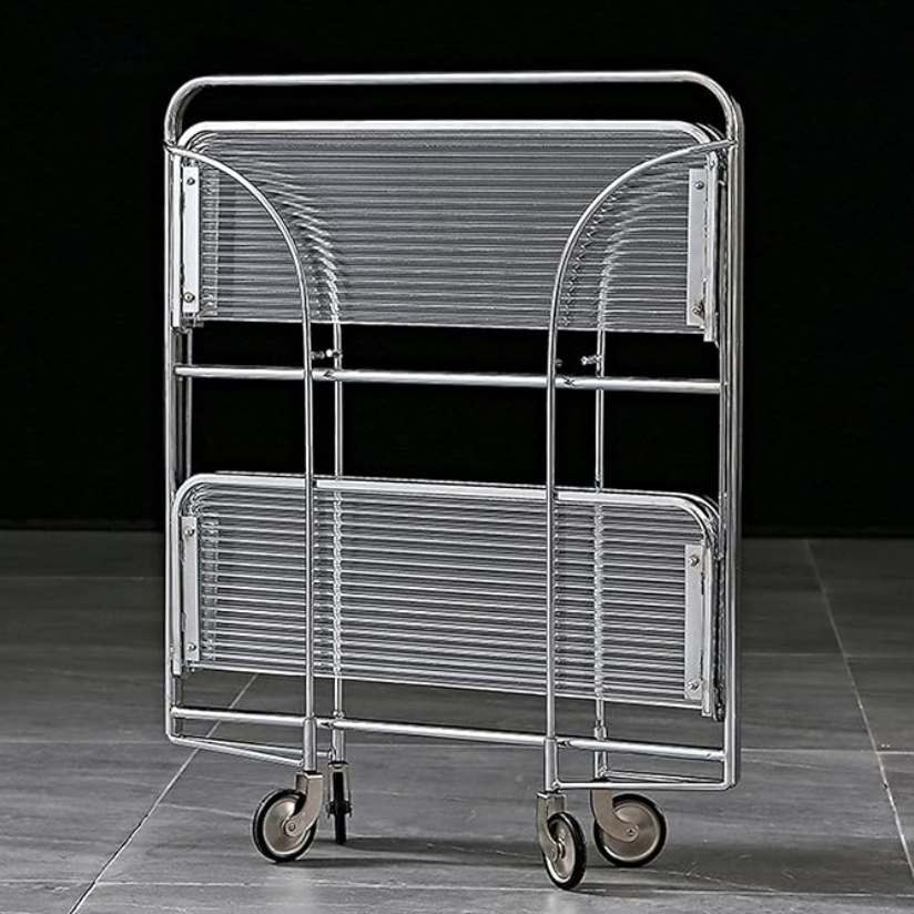 Foldable Glass Shelf - Stainless Steel Frame | Space Saving Organizer