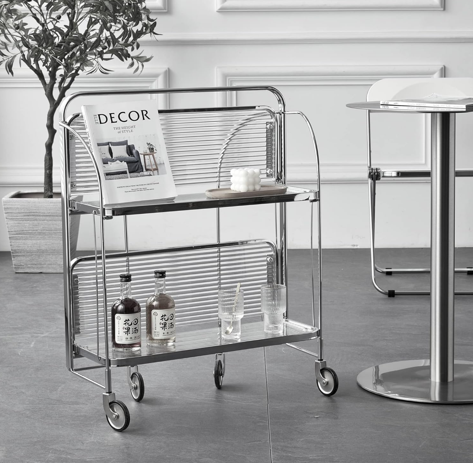 Foldable Glass Shelf - Stainless Steel Frame | Space Saving Organizer