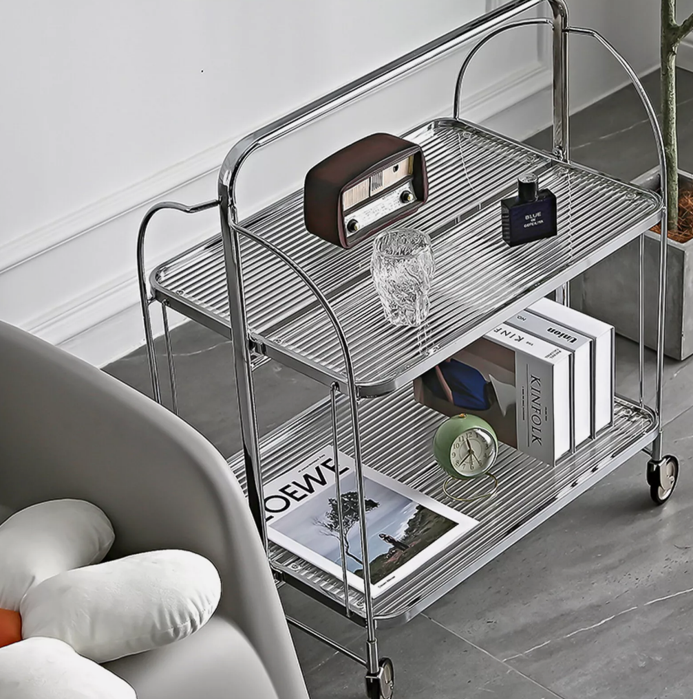Foldable Glass Shelf - Stainless Steel Frame | Space Saving Organizer