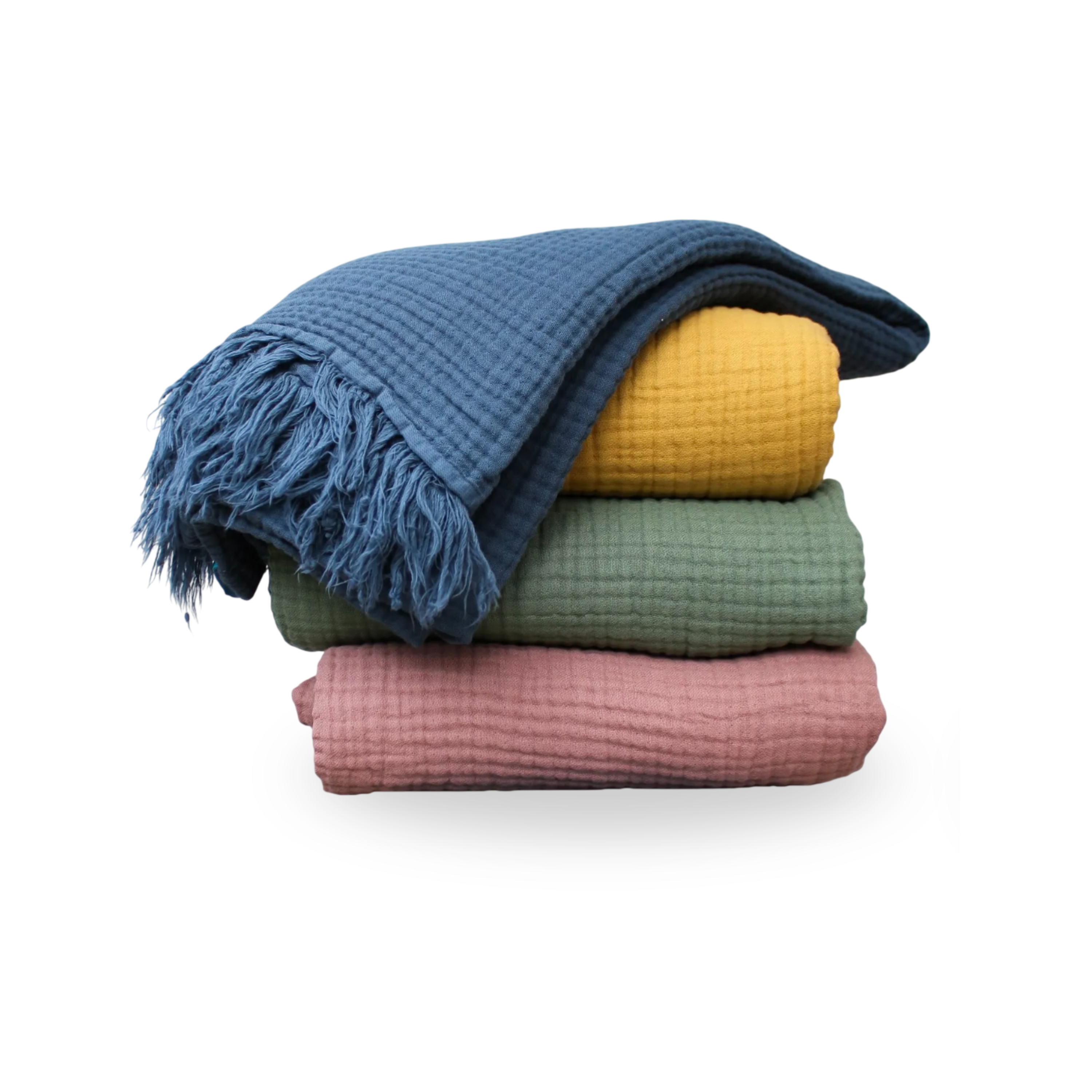 4-Layer Cotton Throw - Breathable Stylish Couch Blanket