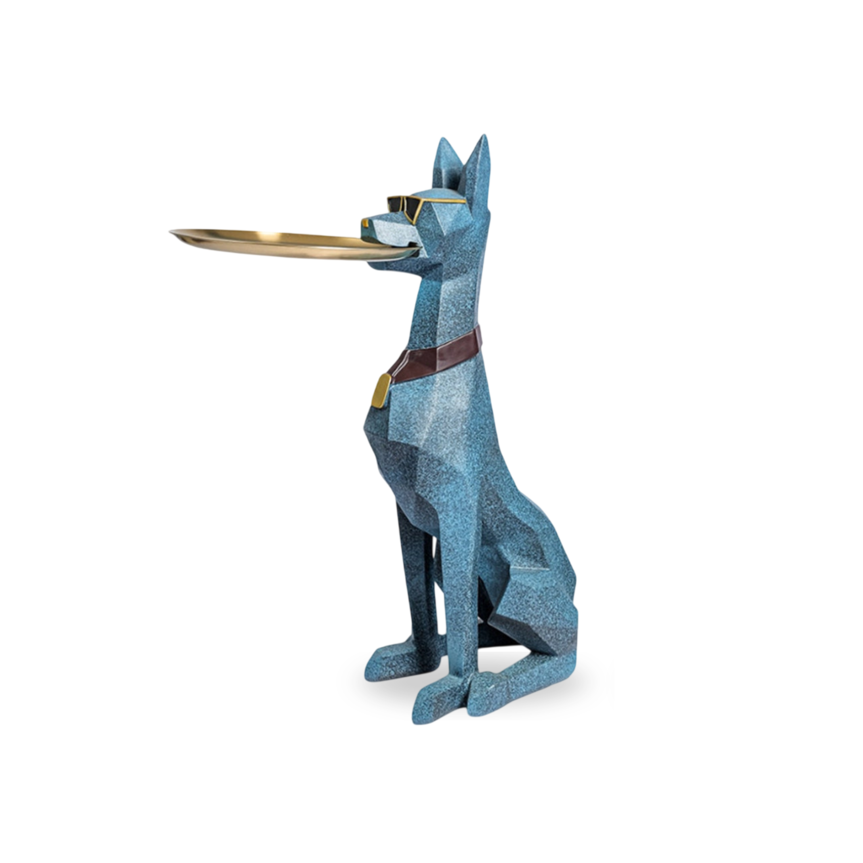 Dobermann Dog Statue - Large Resin Guard Sculpture with Front Door Key Holder