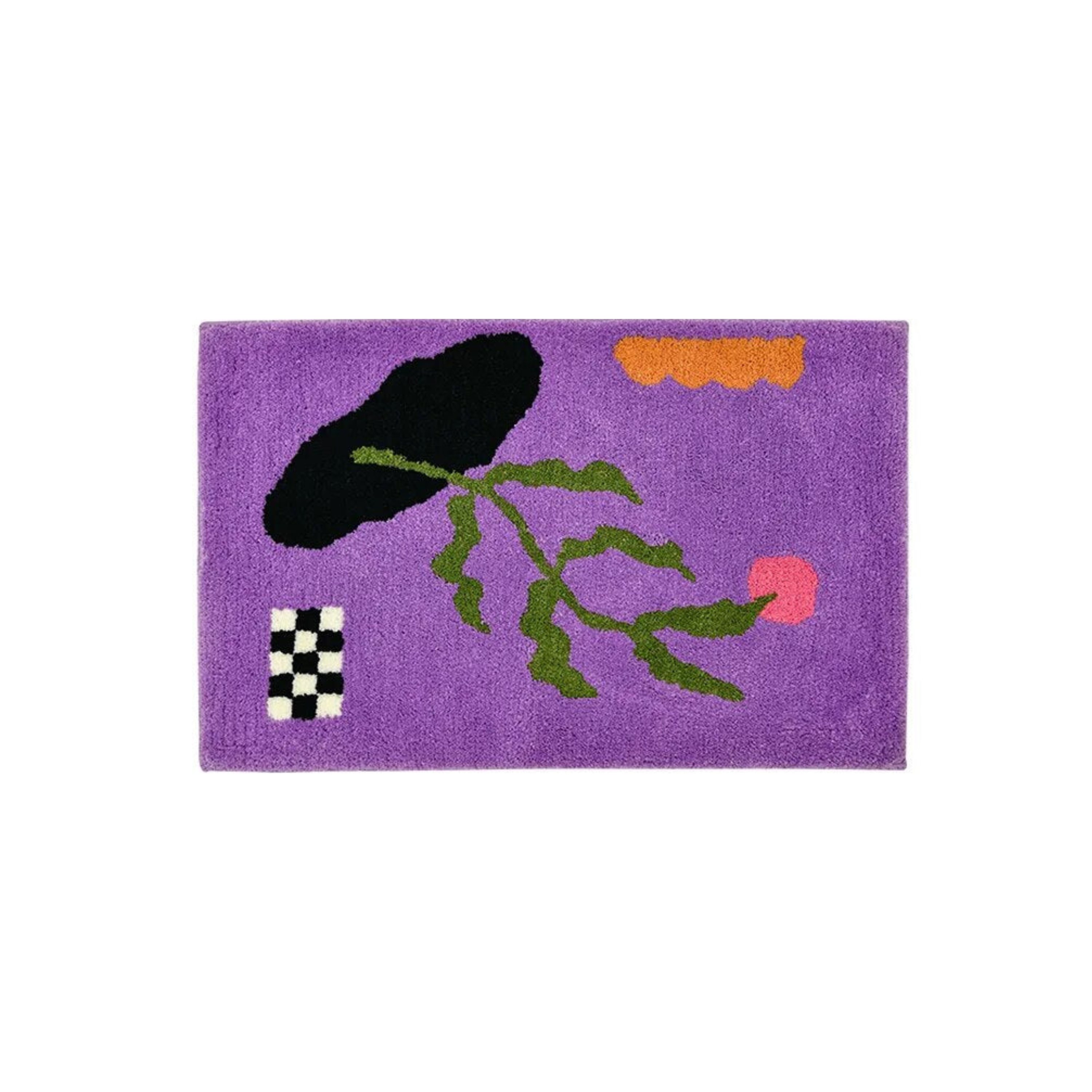 Purple Hand-Crafted Rug – Abstract Bamboo Polyester