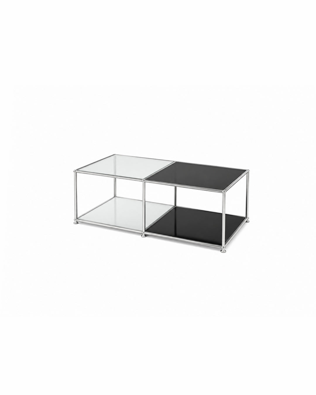2x2 grid coffee table with black bottom panel, front view