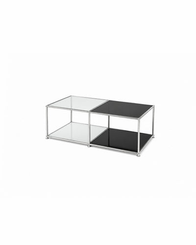 2x2 grid coffee table with black bottom panel, front view