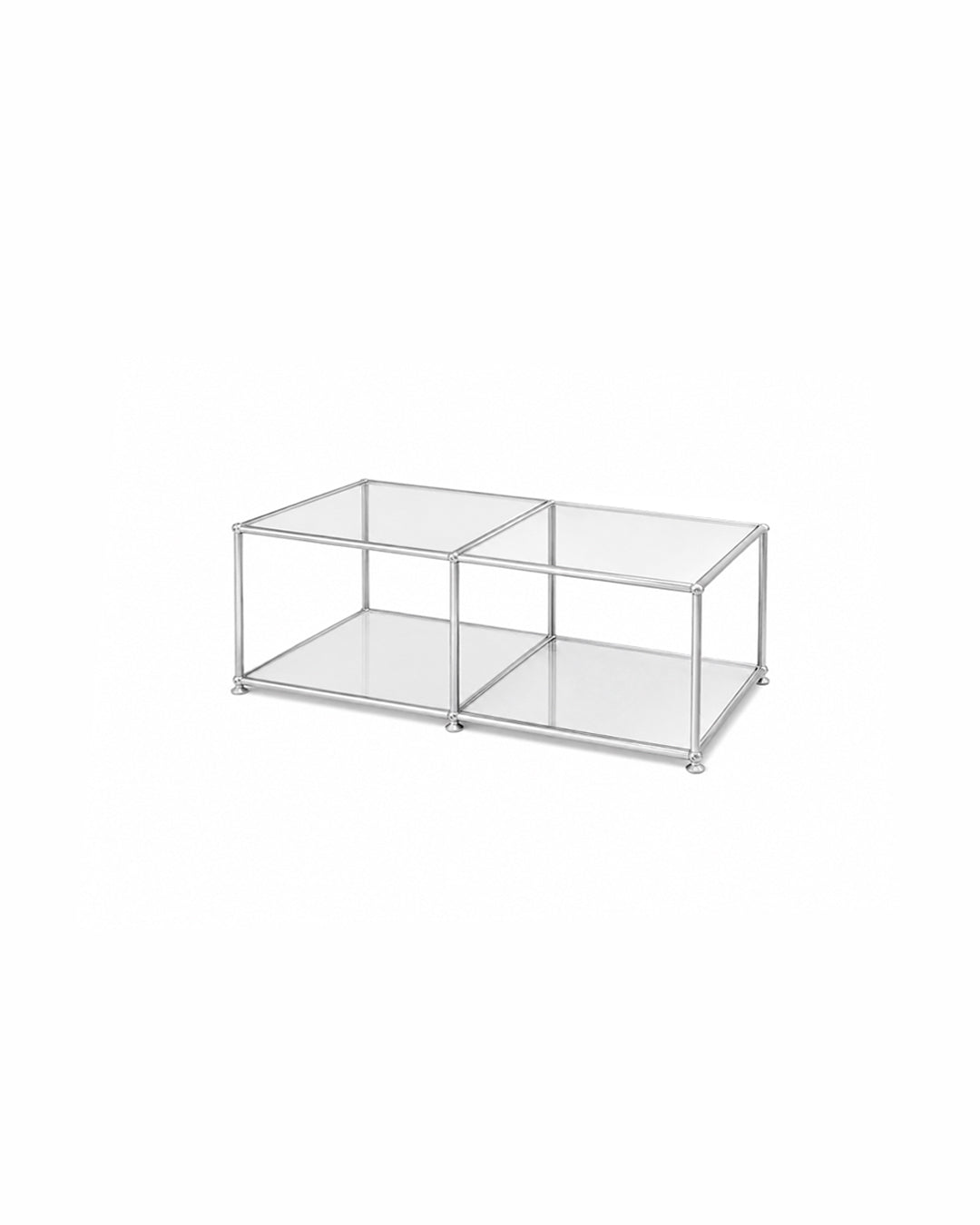 2x2 grid coffee table with white bottom panel, front view
