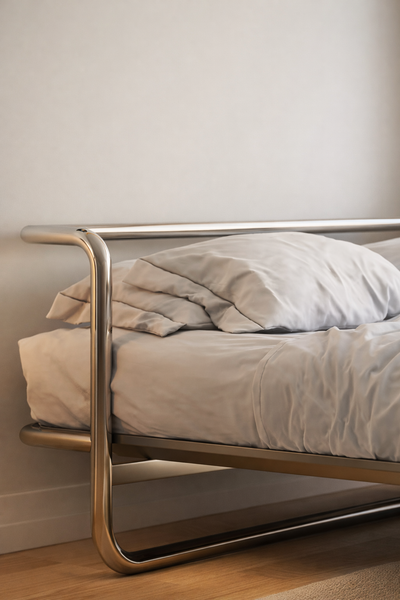 Industrial Bed Frame - Stainless Steel Metal Queen Size