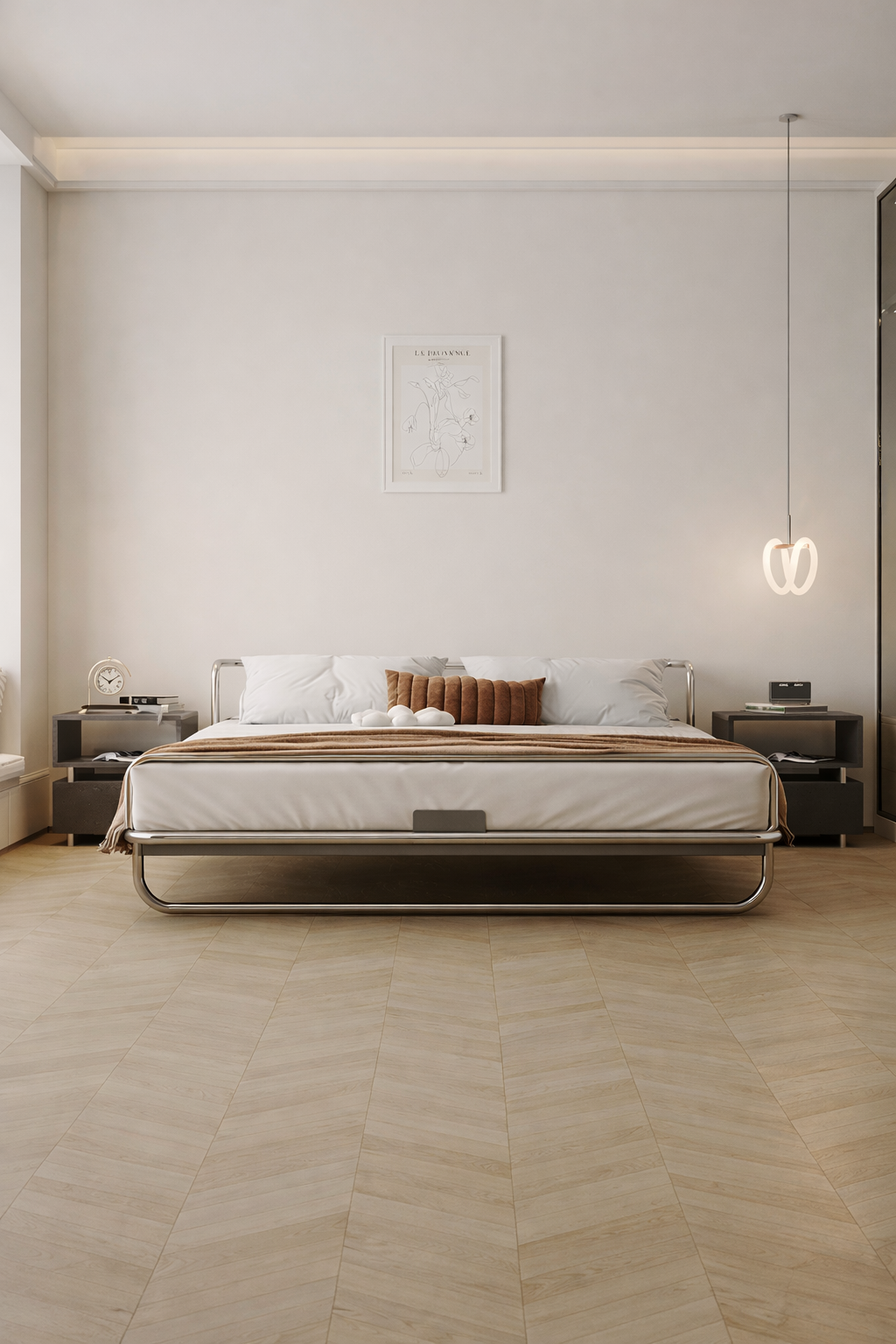 Industrial Bed Frame - Stainless Steel Metal Queen Size