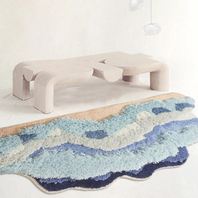 Beach Wave Rug - 3D Ocean Inspired Polyester Mat